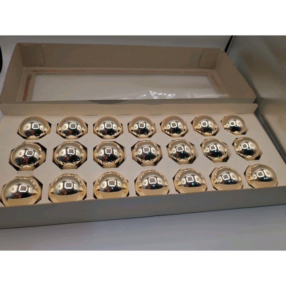 VTG Unsed 2000 Target Shiny Glass Gold Christmas Ball Ornaments In Box Set Of 21